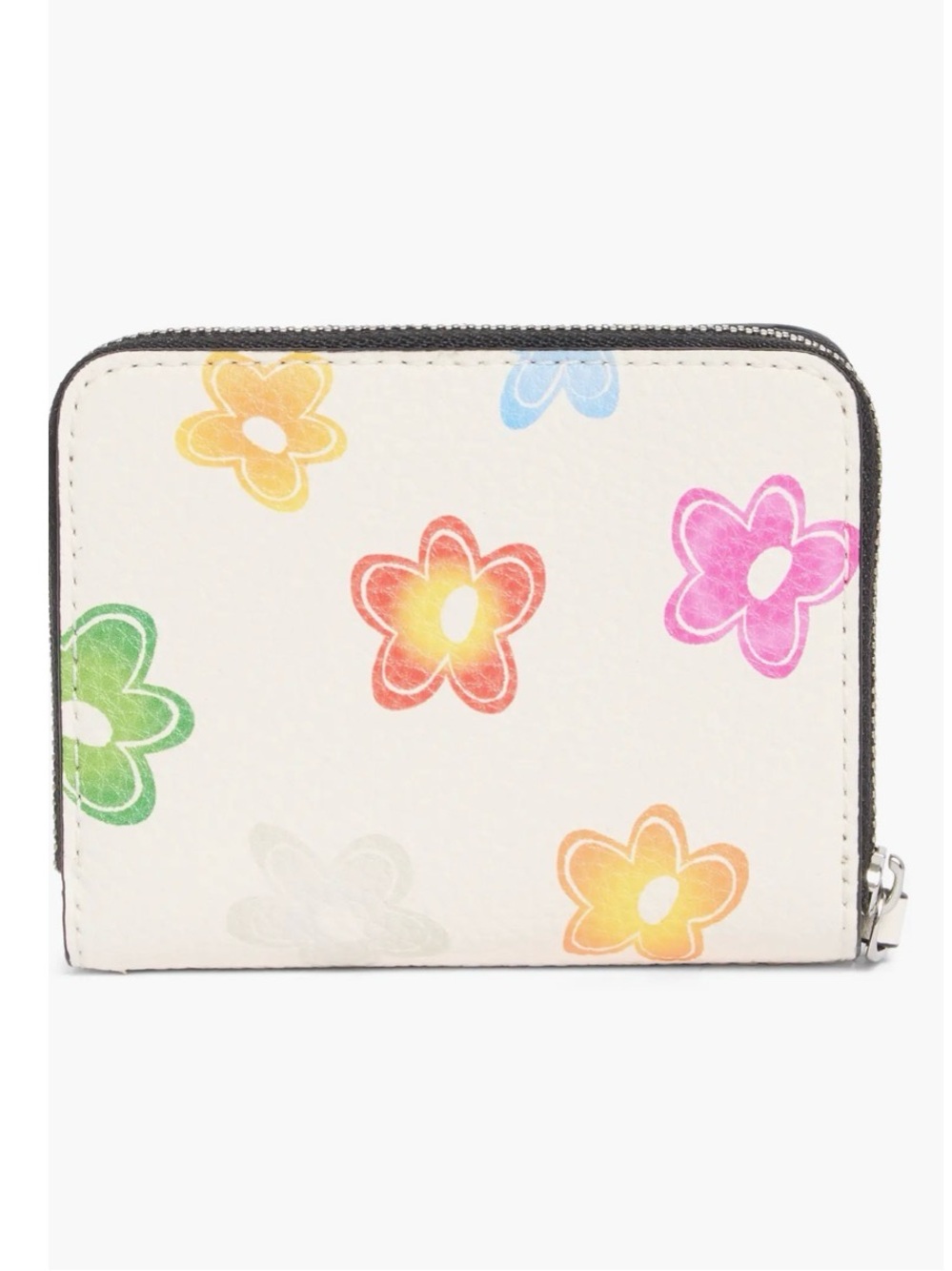 Marc Jacobs COMPACT leather Cream Wallet with Multicolor Daisy Print NWT - Picture 2 of 4